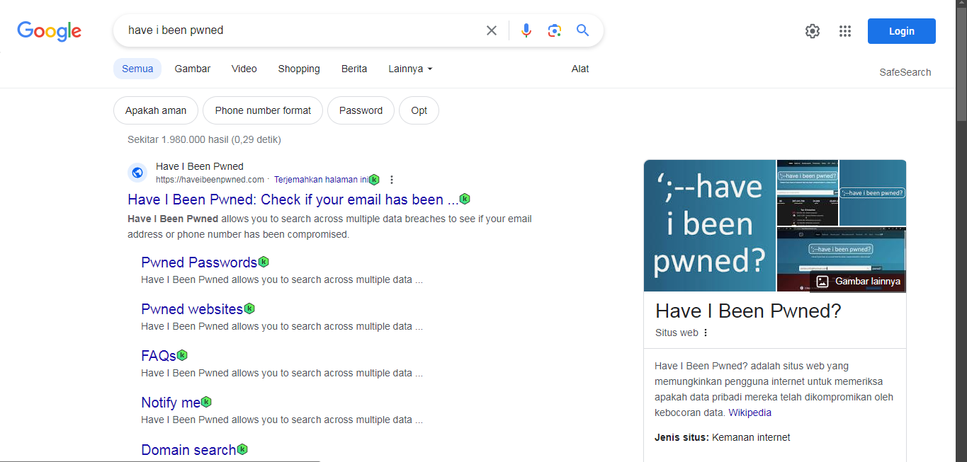 check keamanan email