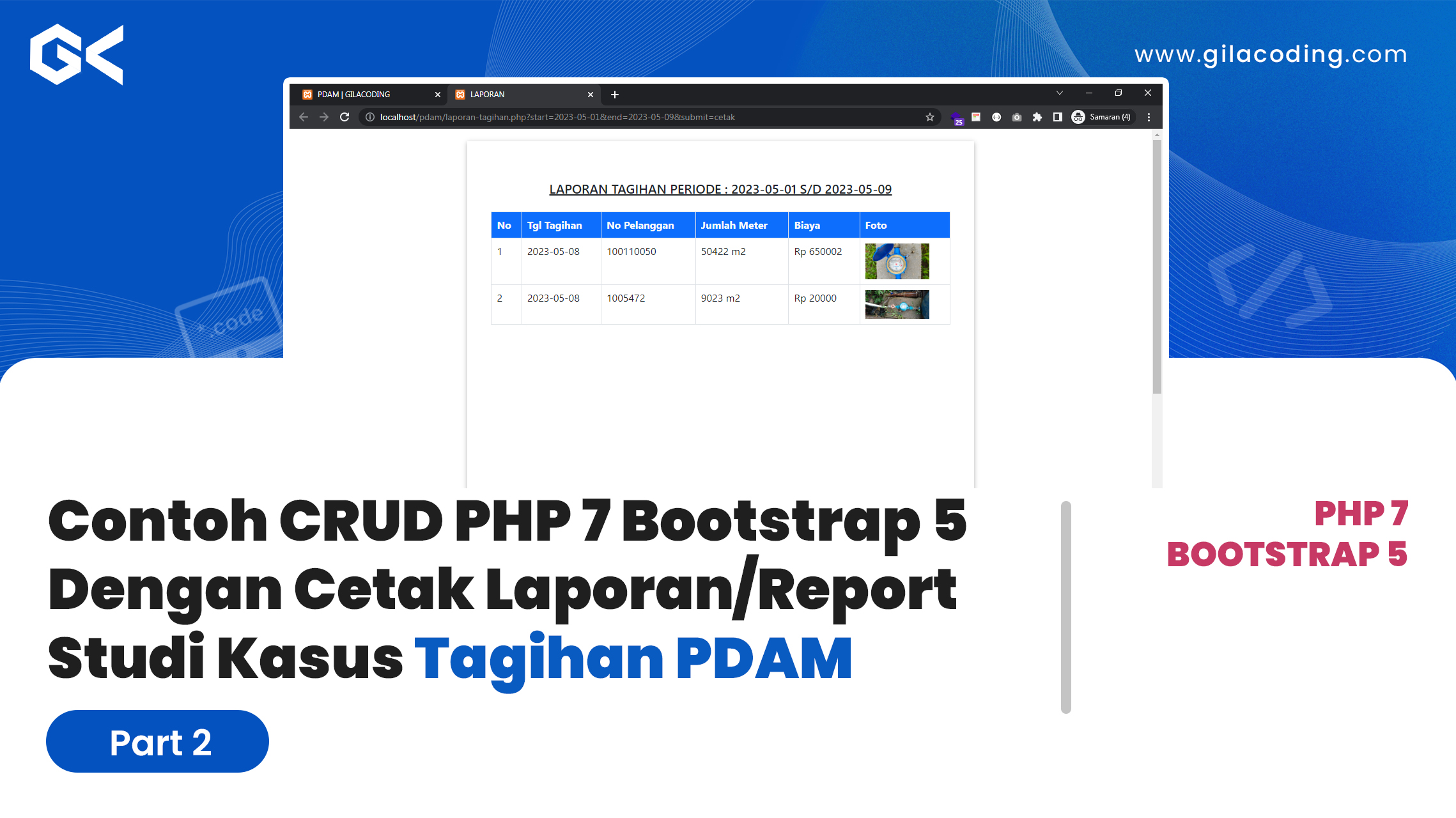 Contoh CRUD PHP 7 Bootstrap 5 Dengan Cetak Laporan/Report Studi Kasus Tagihan PDAM - Part 2